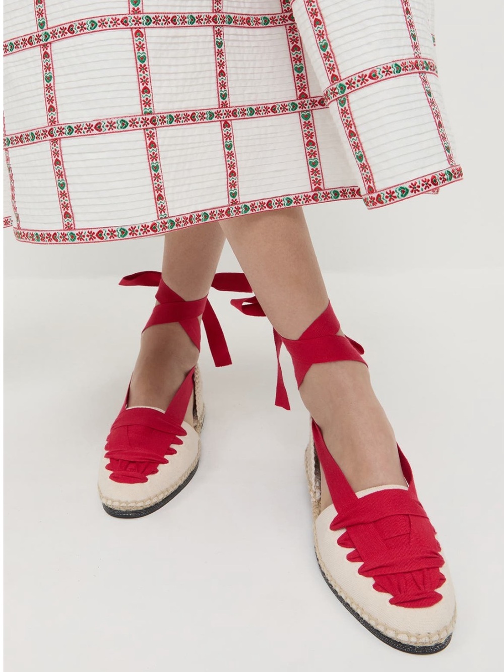 Loeffler Randall Wilson Red Ankle Wrap Espadrille Sandals Size 7